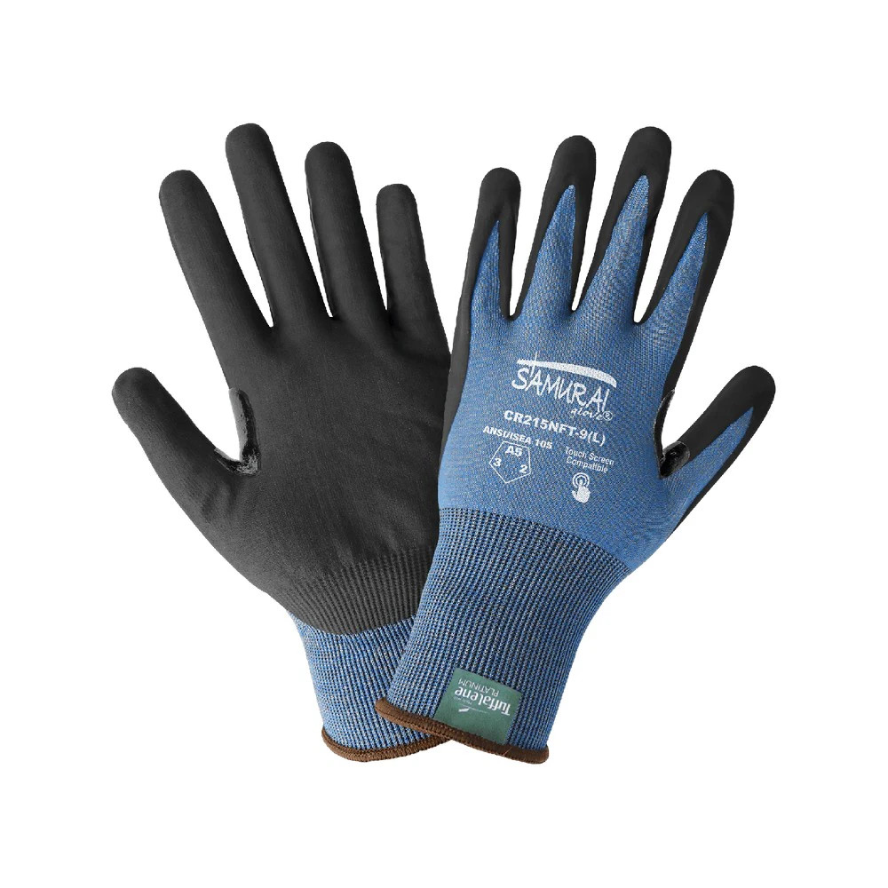 Global Glove CR215NFT Samurai Glove Cut Resistant 21-Gauge Tuffalene Platinum Reinforced Gloves with Touchscreen Fingers
