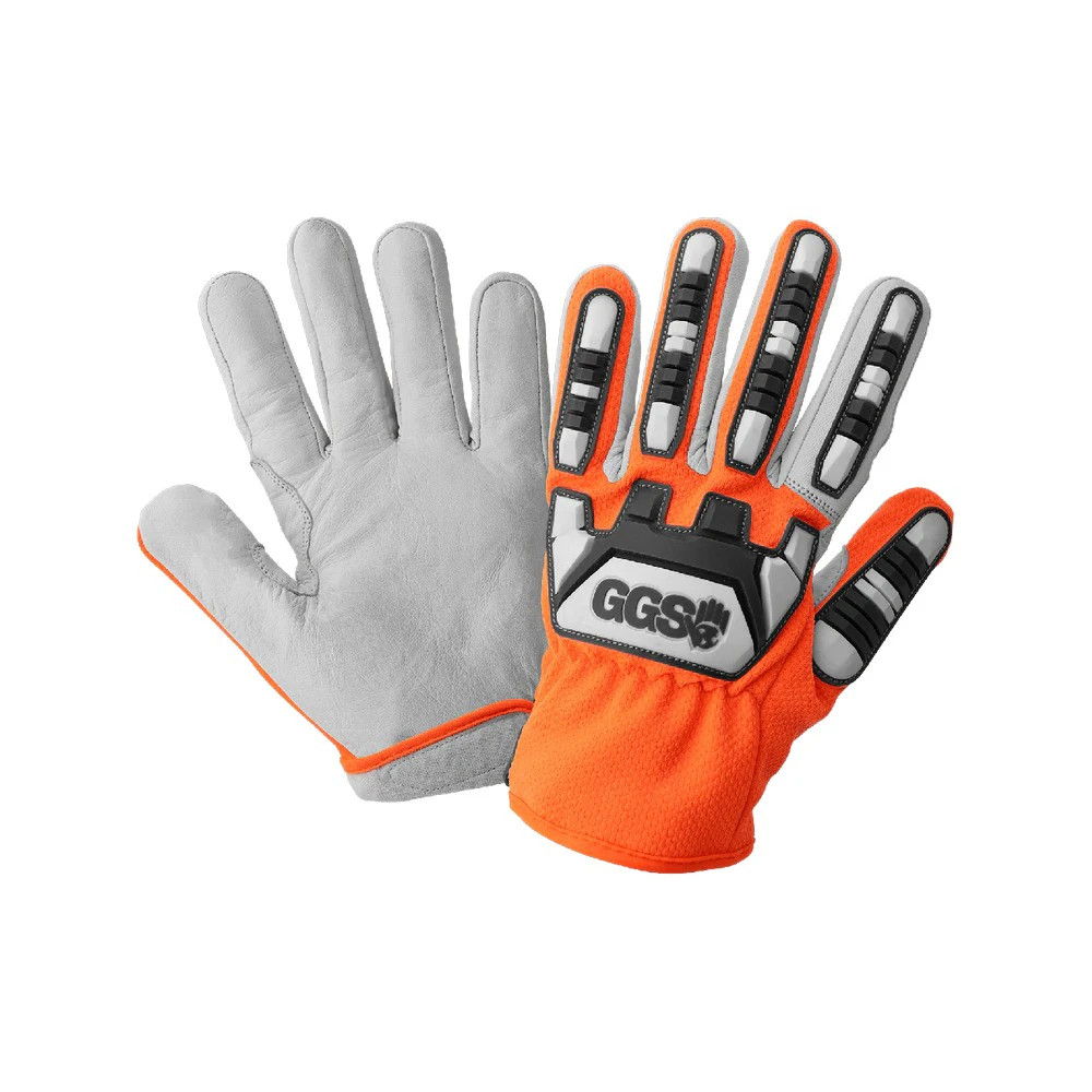 Global Glove CIA7600 High-Visibility Cut and Impact Resistant Mechanics Style Tuffalene Gloves with Goatskin Palm