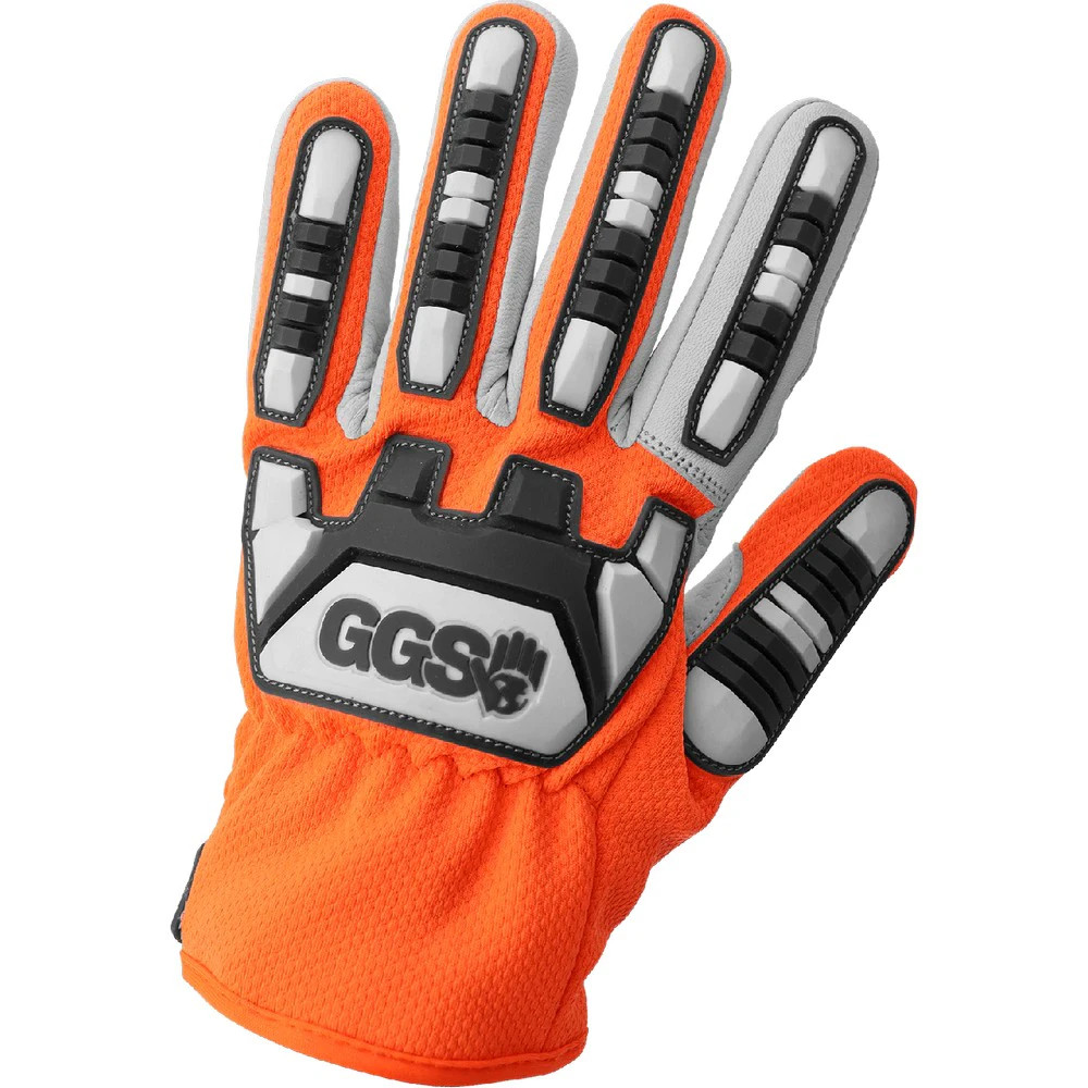 Global Glove CIA7600 High-Visibility Cut and Impact Resistant Mechanics Style Tuffalene Gloves with Goatskin Palm