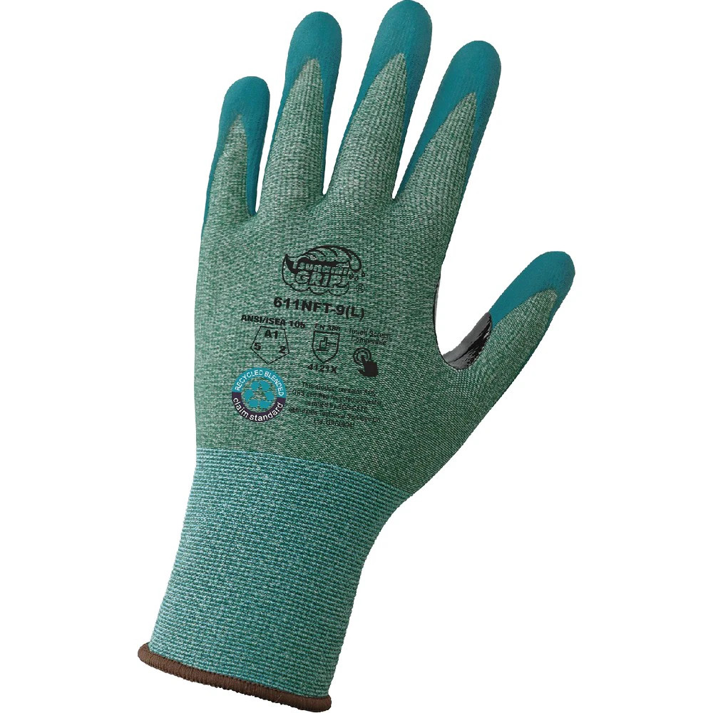 Global Glove 611NFT Tsunami Grip General Purpose 15-Gauge Nitrile Coated Touchscreen Gloves Made with Recycled Polyester