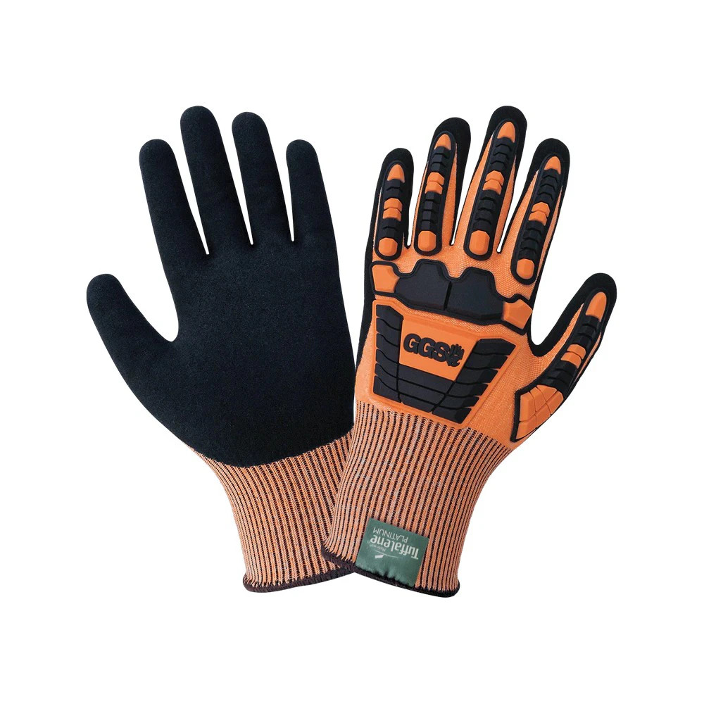 Global Glove CIA388XFT-VP Vise Gripster C.I.A. High-Visibility Cut and Impact Resistant Nitrile Coated Vend-Packed Gloves Made with Tuffalene Platinum
