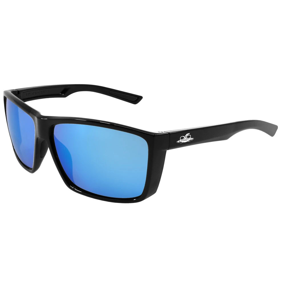 Global Glove BH3359PFT Lionfish Blue Mirror Performance Fog Technology Polarized Lens, Shiny Black Frame Safety Glasses