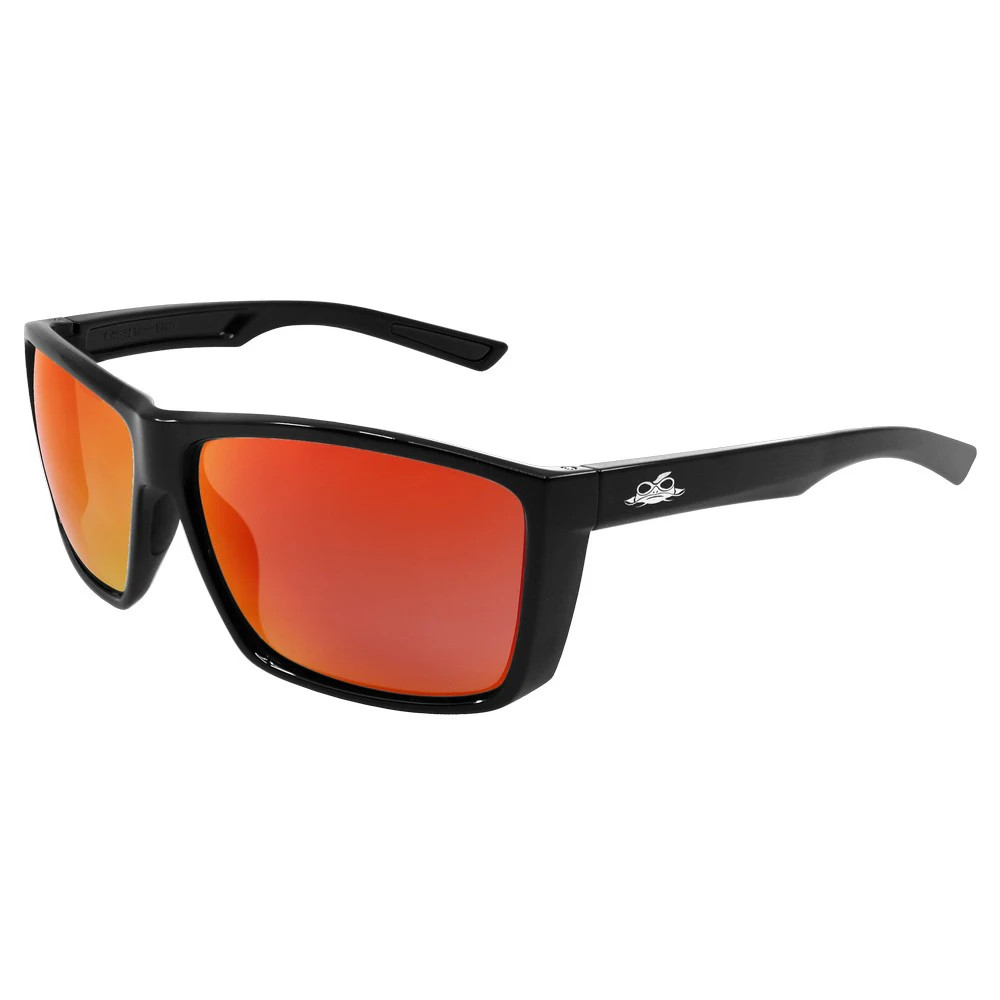 Global Glove BH33510PFT Lionfish Red Mirror Performance Fog Technology Lens, Shiny Black Frame Safety Glasses