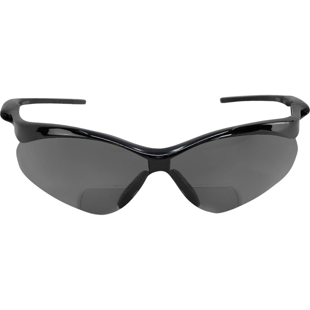 Global Glove BH225320PFT Spearfish Gray Performance Fog Technology 2.0 Diopter Bifocal Reader Style Lens, Shiny Black Frame Safety Glasses