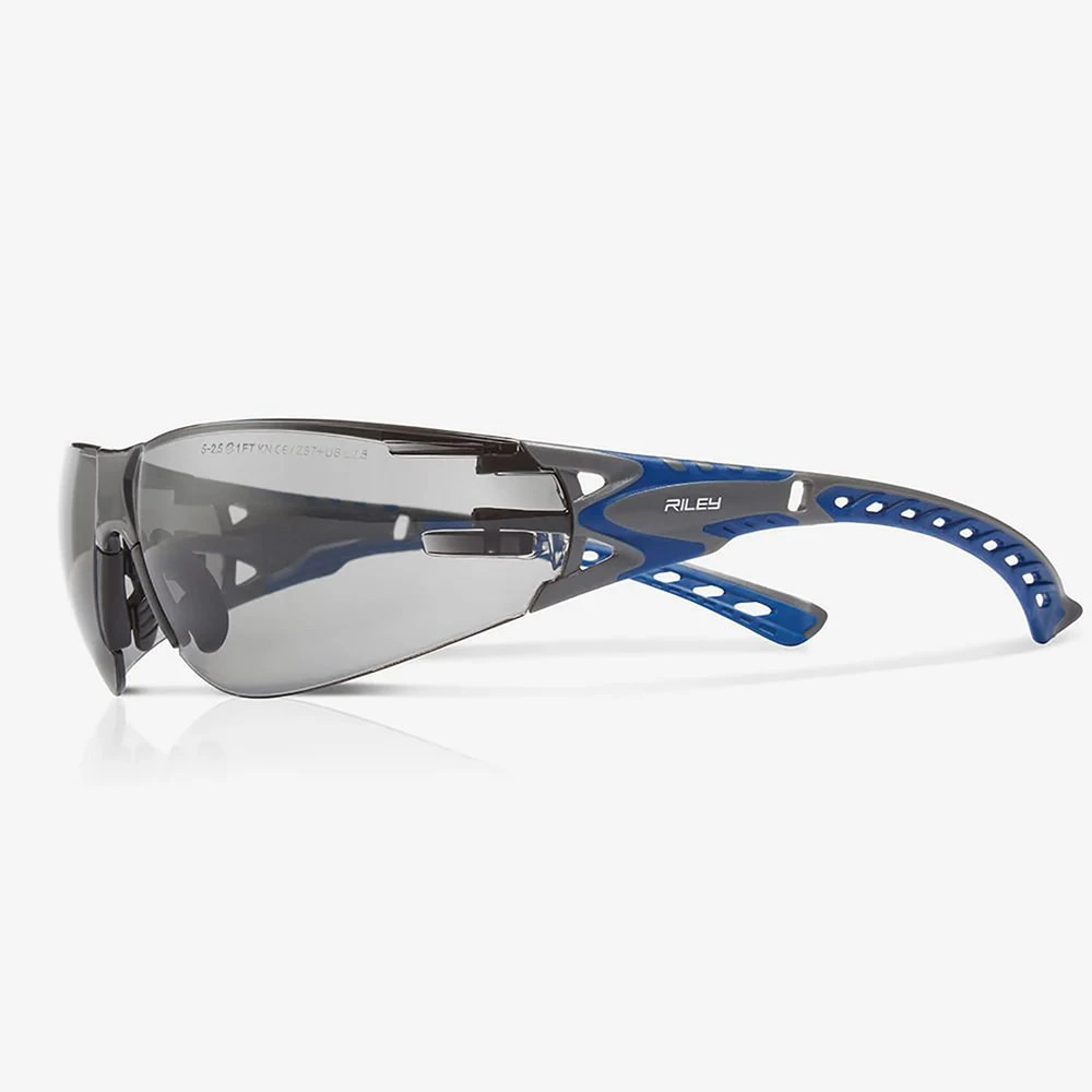 Global Glove RLY00392 Stream Evo Eco Gray Anti-Fog Lens, Gray and Blue Frame Safety Glasses