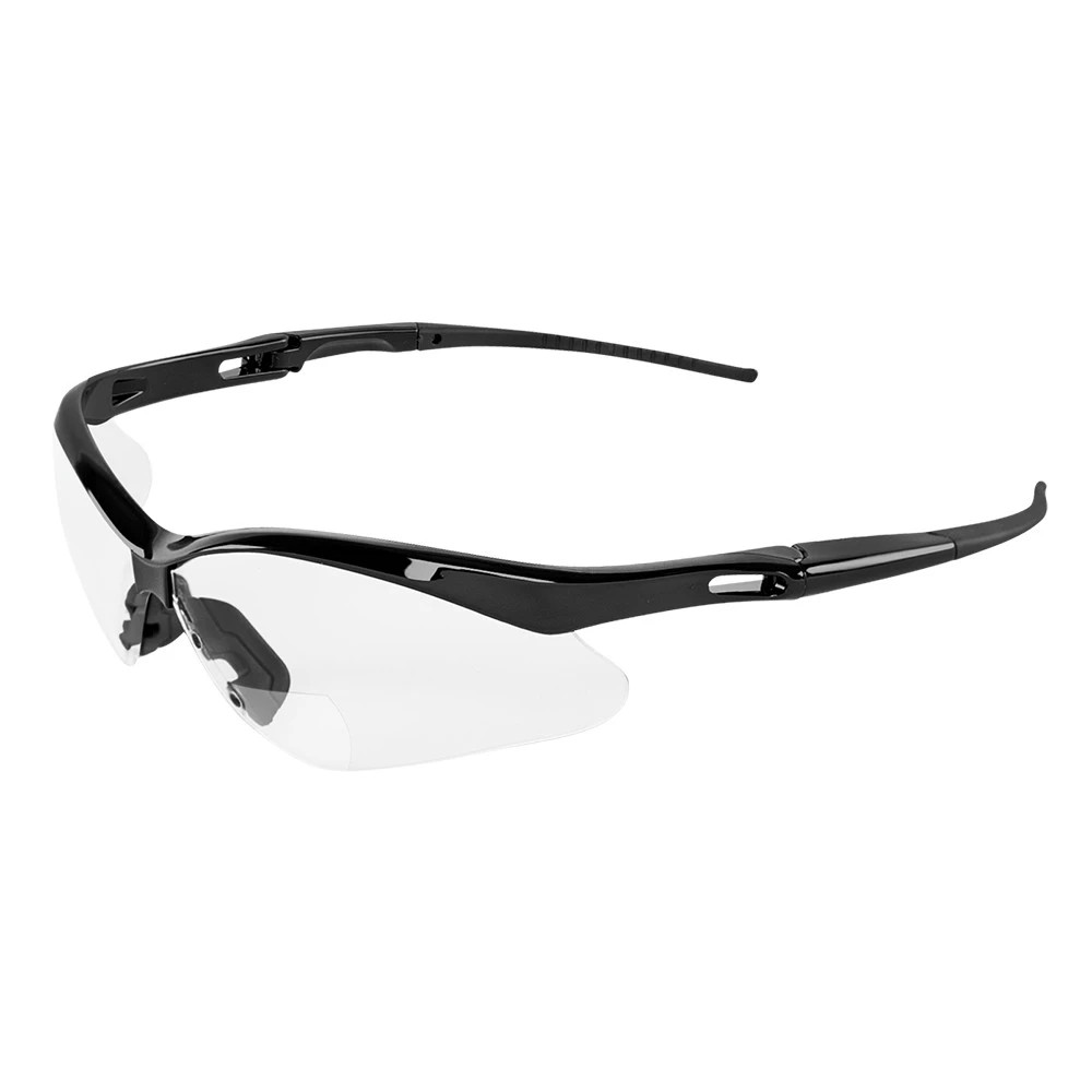 Global Glove BH225120PFT Spearfish Clear Performance Fog Technology 2.0 Diopter Bifocal Reader Style Lens, Shiny Black Frame Safety Glasses