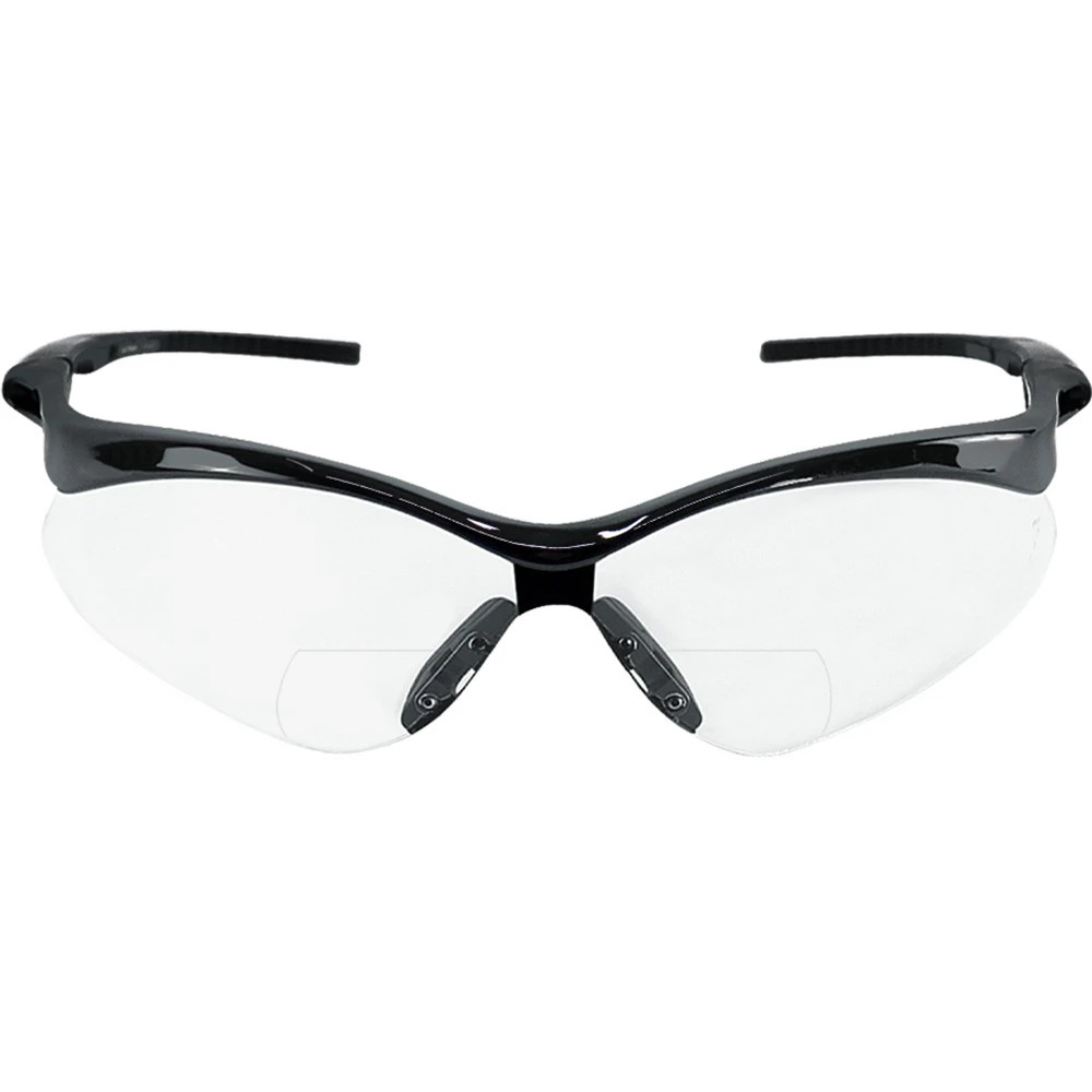 Global Glove BH225120PFT Spearfish Clear Performance Fog Technology 2.0 Diopter Bifocal Reader Style Lens, Shiny Black Frame Safety Glasses