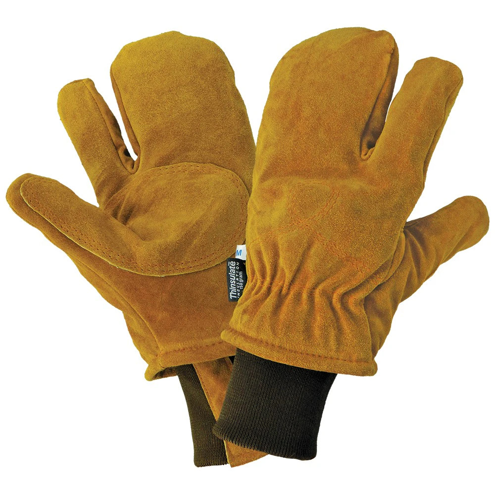 Global Glove 591F Premium Split Cowhide Insulated Freezer Mittens with Split Index Finger