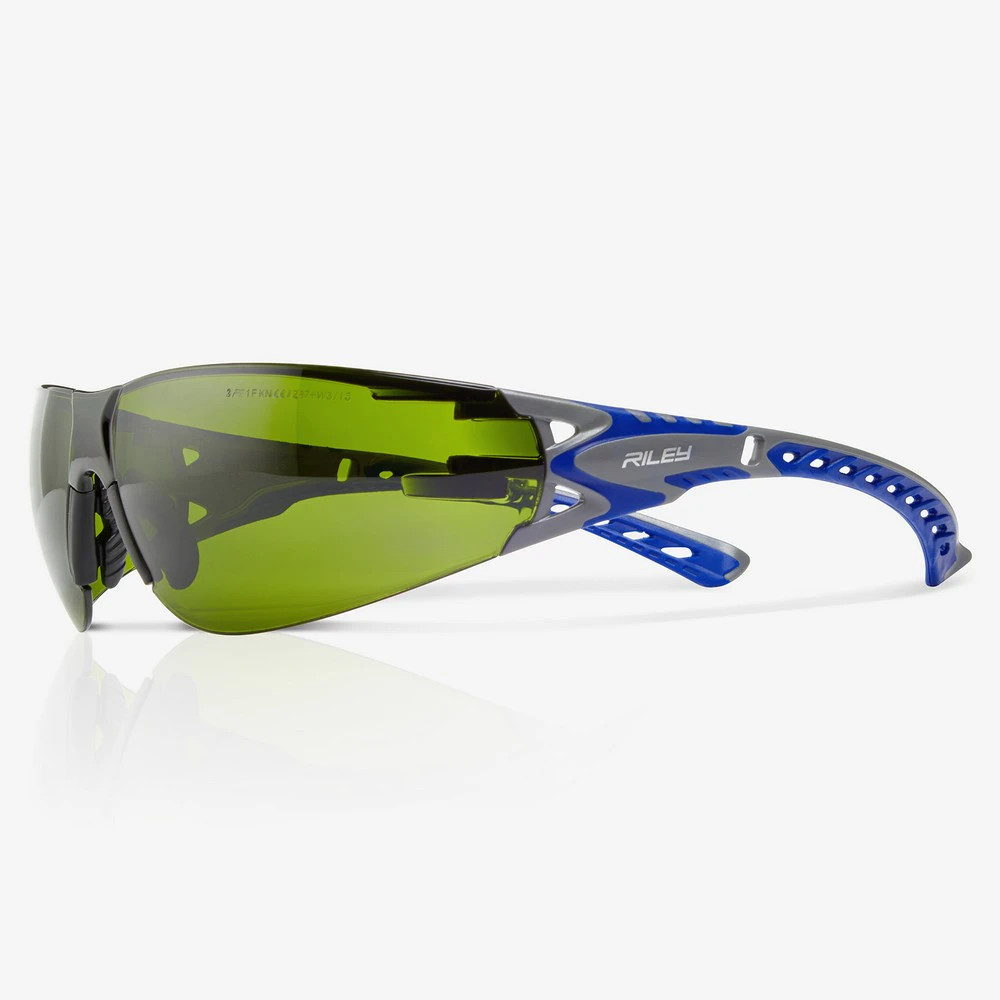 Global Glove RLY00376 Stream Evo Shade 5 Lens, Gray and Blue Frame Safety Glasses
