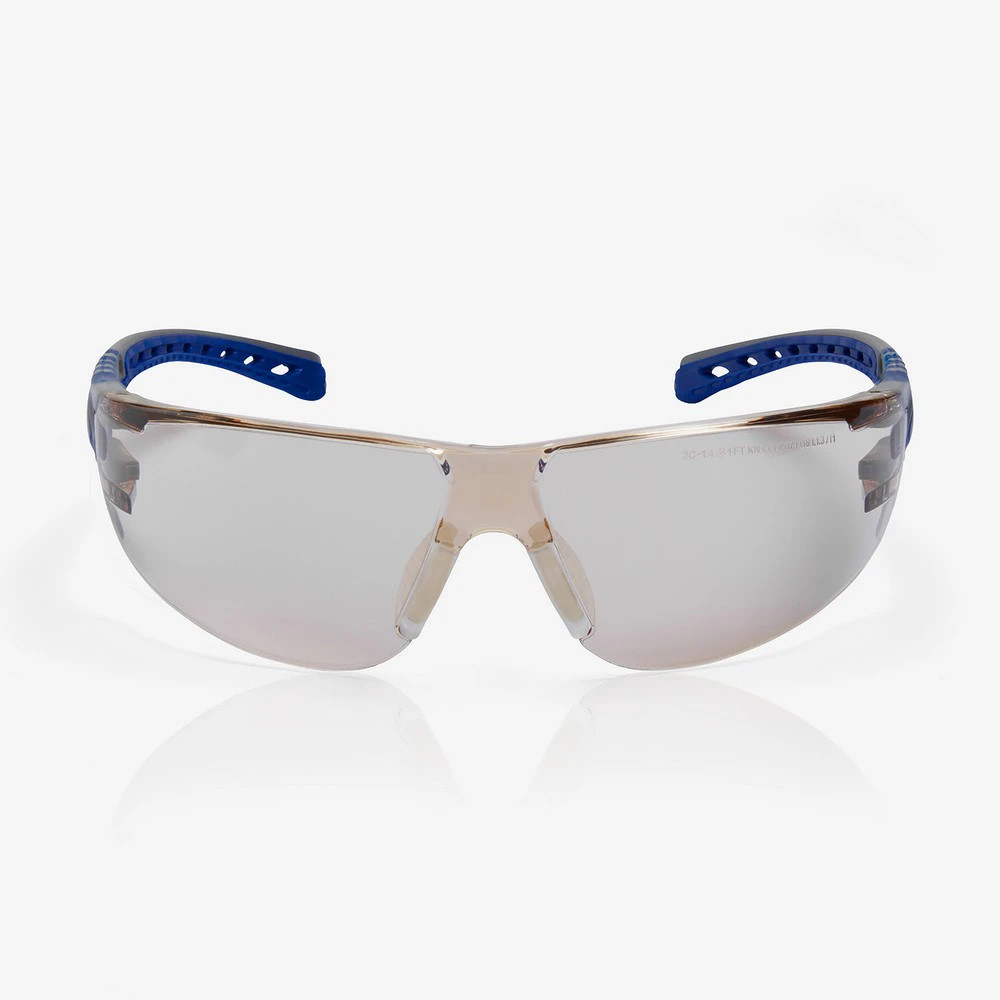 Global Glove RLY00369 Stream Evo LED Anti-Fog Lens, Gray and Blue Frame Safety Glasses