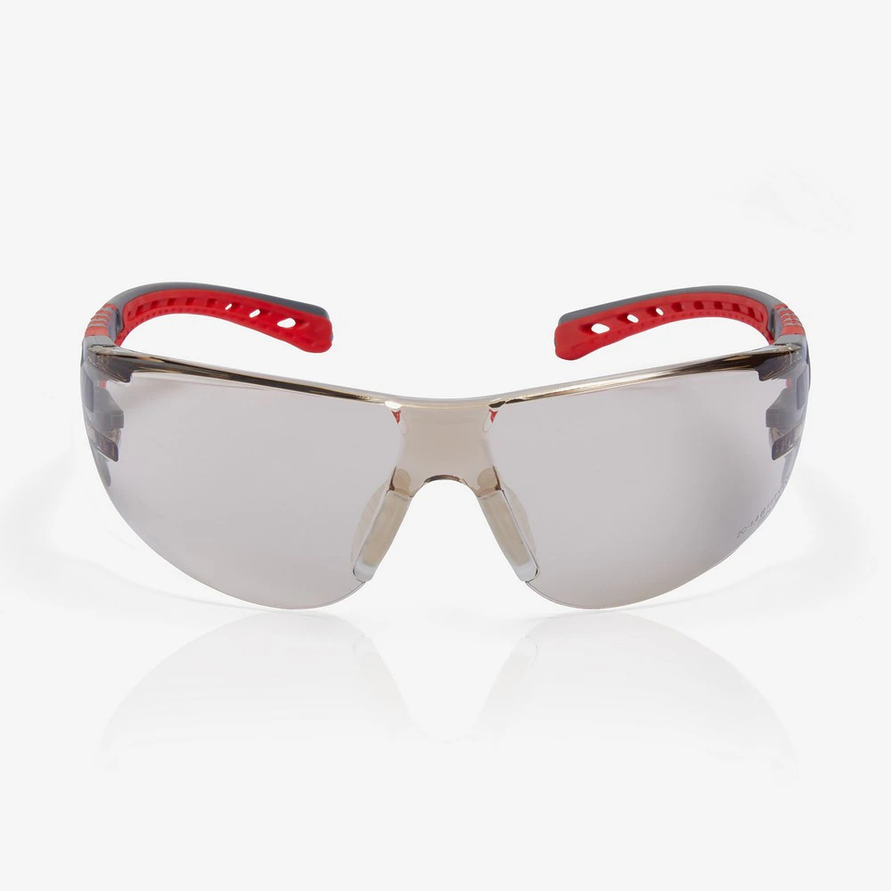 Global Glove RLY00372 Stream Evo Small LED Anti-Fog Lens, Gray and Red Frame Safety Glasses