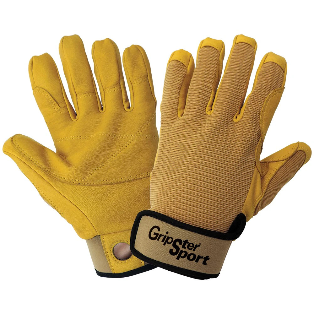Global Glove SG5308 Gripster Sport Ergonomic Premium-Grade Goatskin Leather Palm Belaying/Rappelling Climbing Gloves with Spandex Back