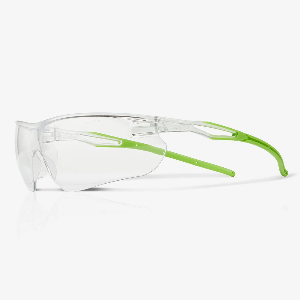 Global Glove RLY00494 Ligera Eco Clear Anti-Fog Lens, Clear to Green Frame Safety Glasses
