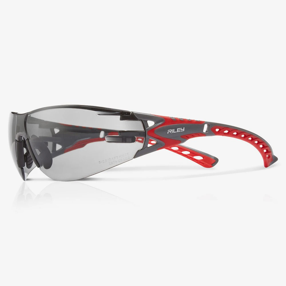 Global Glove RLY00367 Stream Evo Small Gray Anti-Fog Lens, Gray and Red Frame Safety Glasses