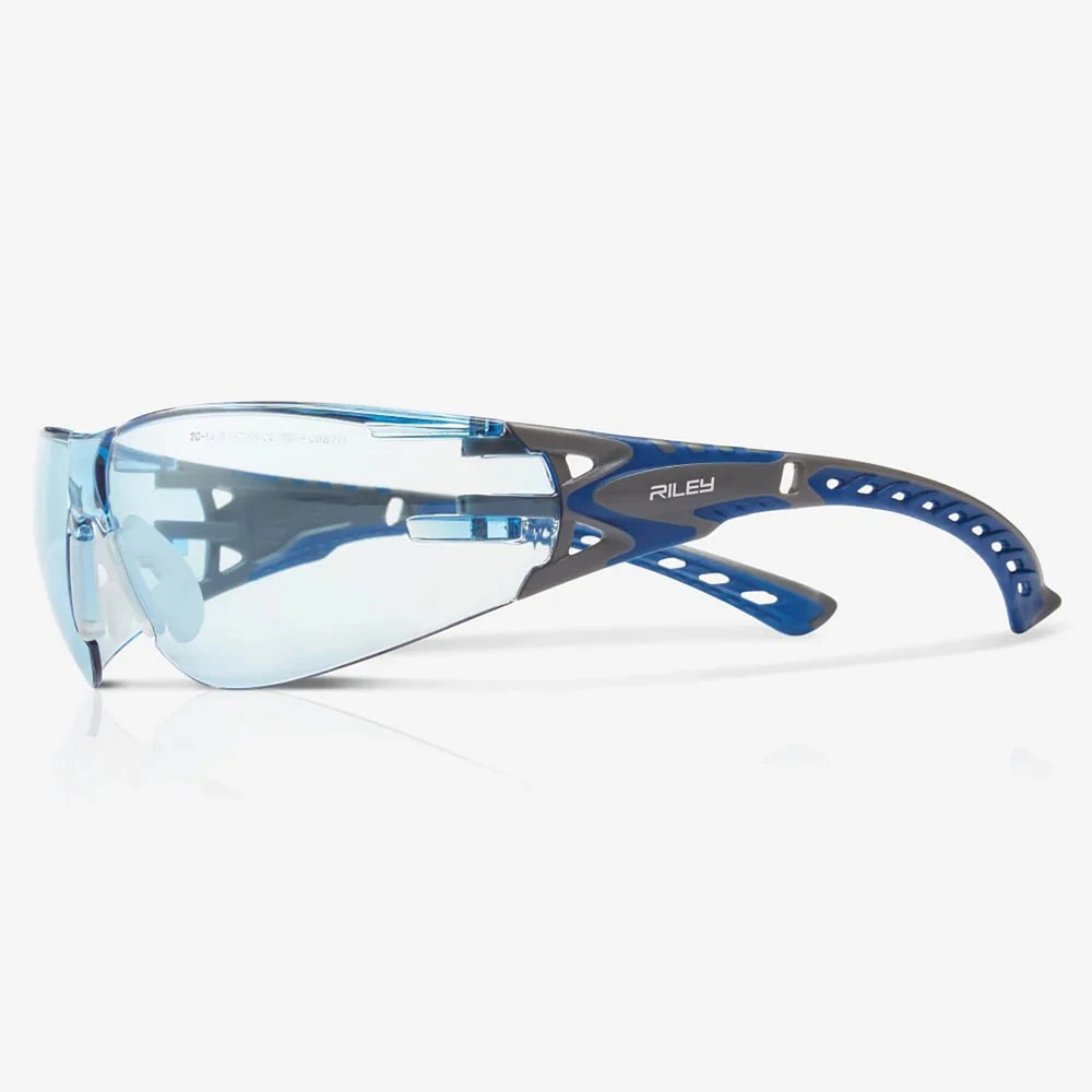 Global Glove RLY00393 Stream Evo Eco Blue Anti-Fog Lens, Gray and Blue Frame Safety Glasses