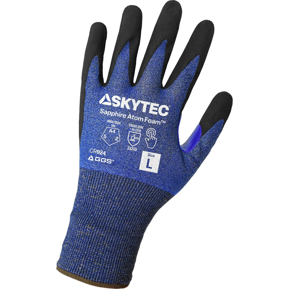 Global Glove CR924 Sapphire Atom Foam Exceptional 24-Gauge Tuffalene UHMWPE Touchscreen Gloves with Multi-Hazard Protection