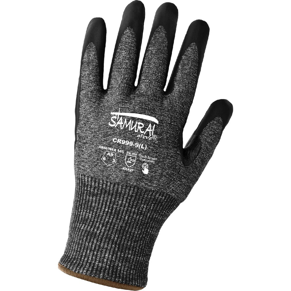 Global Glove CR999 Samurai Glove Cut Resistant Tuffalene UHMWPE Reinforced Touchscreen Gloves with Nitrile Coated Palm