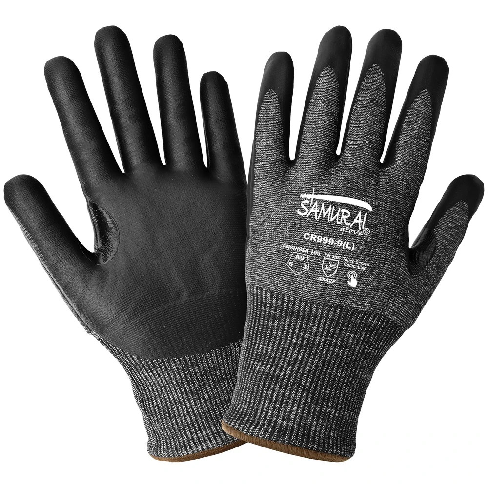 Global Glove CR999 Samurai Glove Cut Resistant Tuffalene UHMWPE Reinforced Touchscreen Gloves with Nitrile Coated Palm