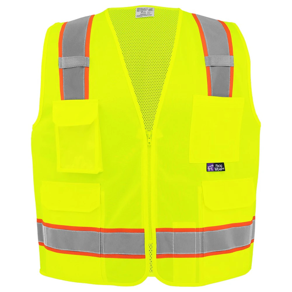 Global Glove GLO-0032 FrogWear HV Lightweight High-Visibility Yellow/Green Polyester Surveyors Safety Vest