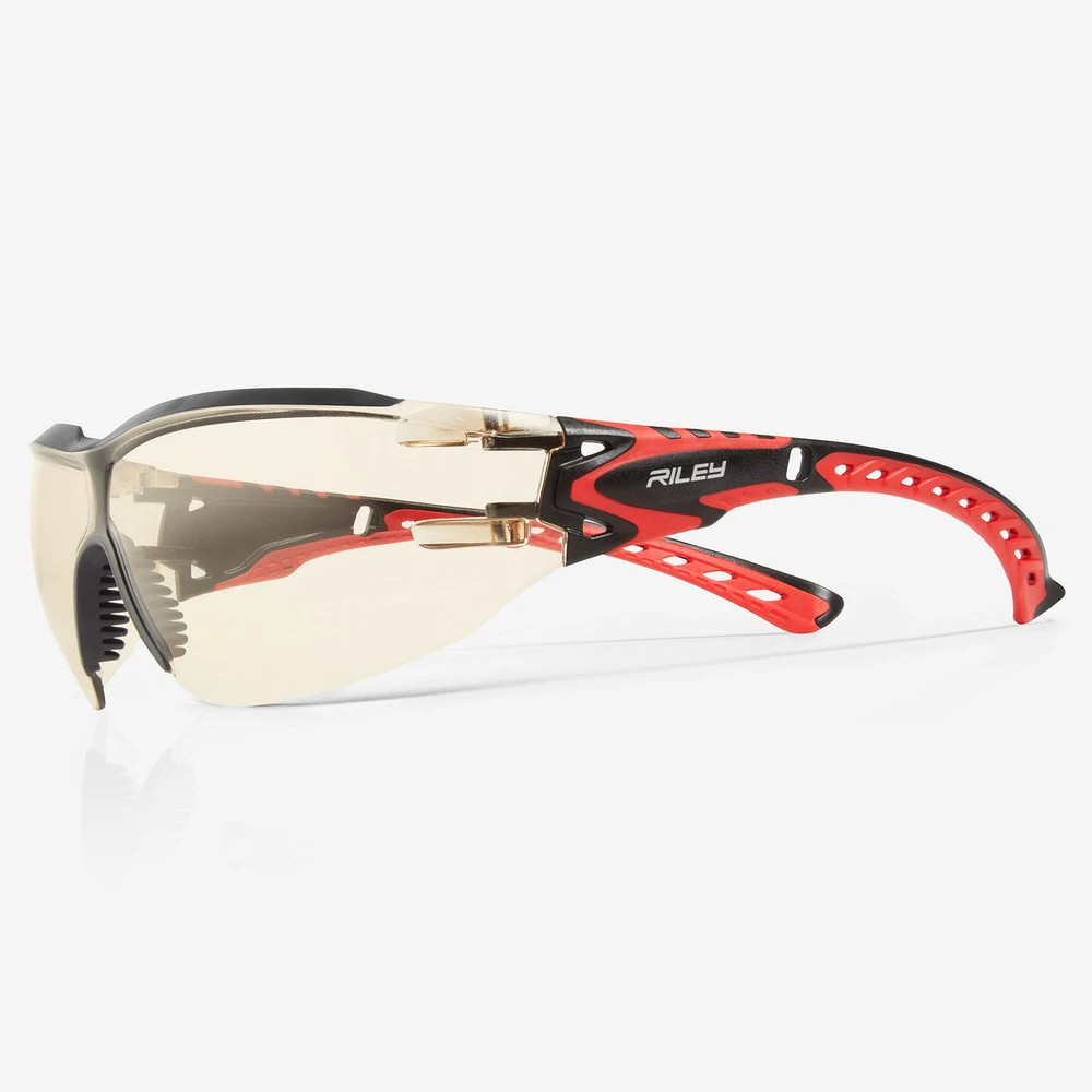 Global Glove RLY00563 Sparta (Eco) LED Anti-Fog Lens, Black and Red Frame Safety Glasses