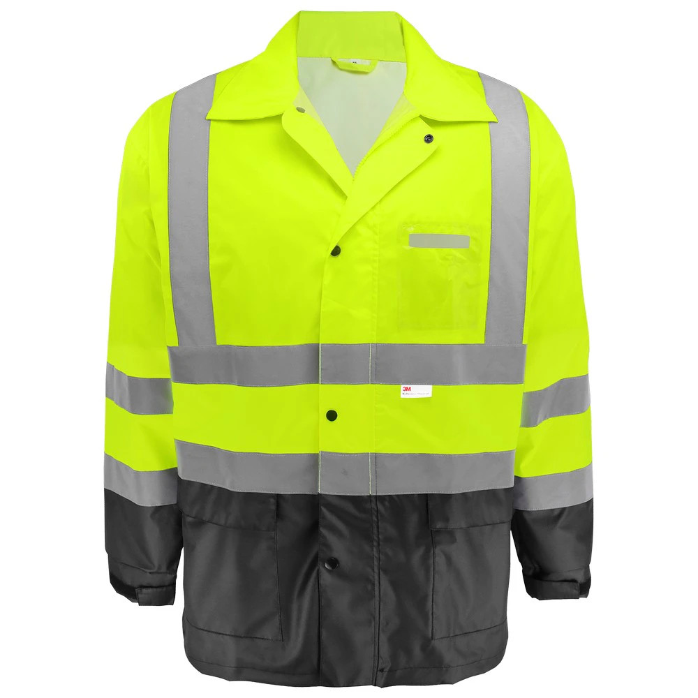 Global Glove GLO-1500 FrogWear HV High-Visibility Yellow/Green Polyurethane Coated 150D Oxford Polyester Rain Jacket