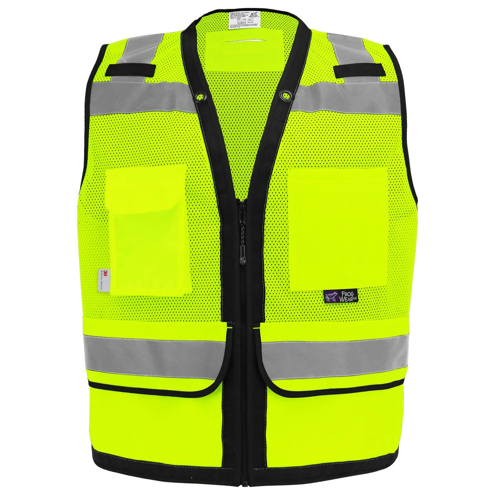 Global Glove GLO-069 FrogWear HV Lightweight High-Visibility Yellow/Green Mesh Surveyors Safety Vest