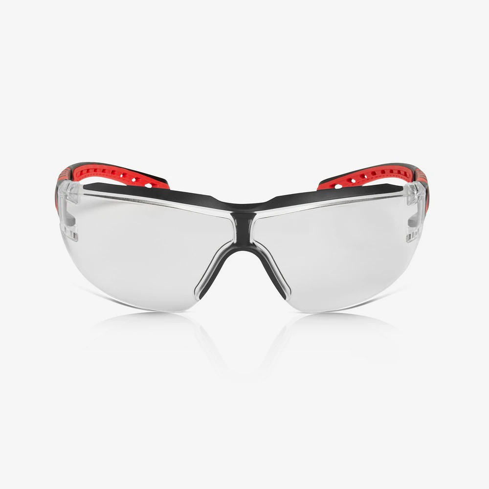 Global Glove RLY00560 Sparta (Eco) Clear Anti-Fog Lens, Black and Red Frame Safety Glasses