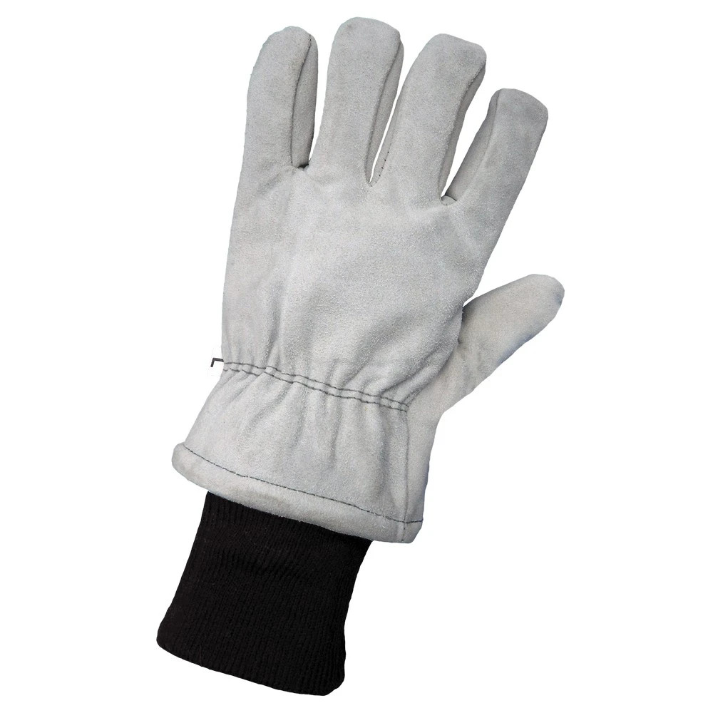 Global Glove 2800F Heavy Gray Standard-Grade Split Cowhide Leather Freezer Gloves with Cold Keep Insulation