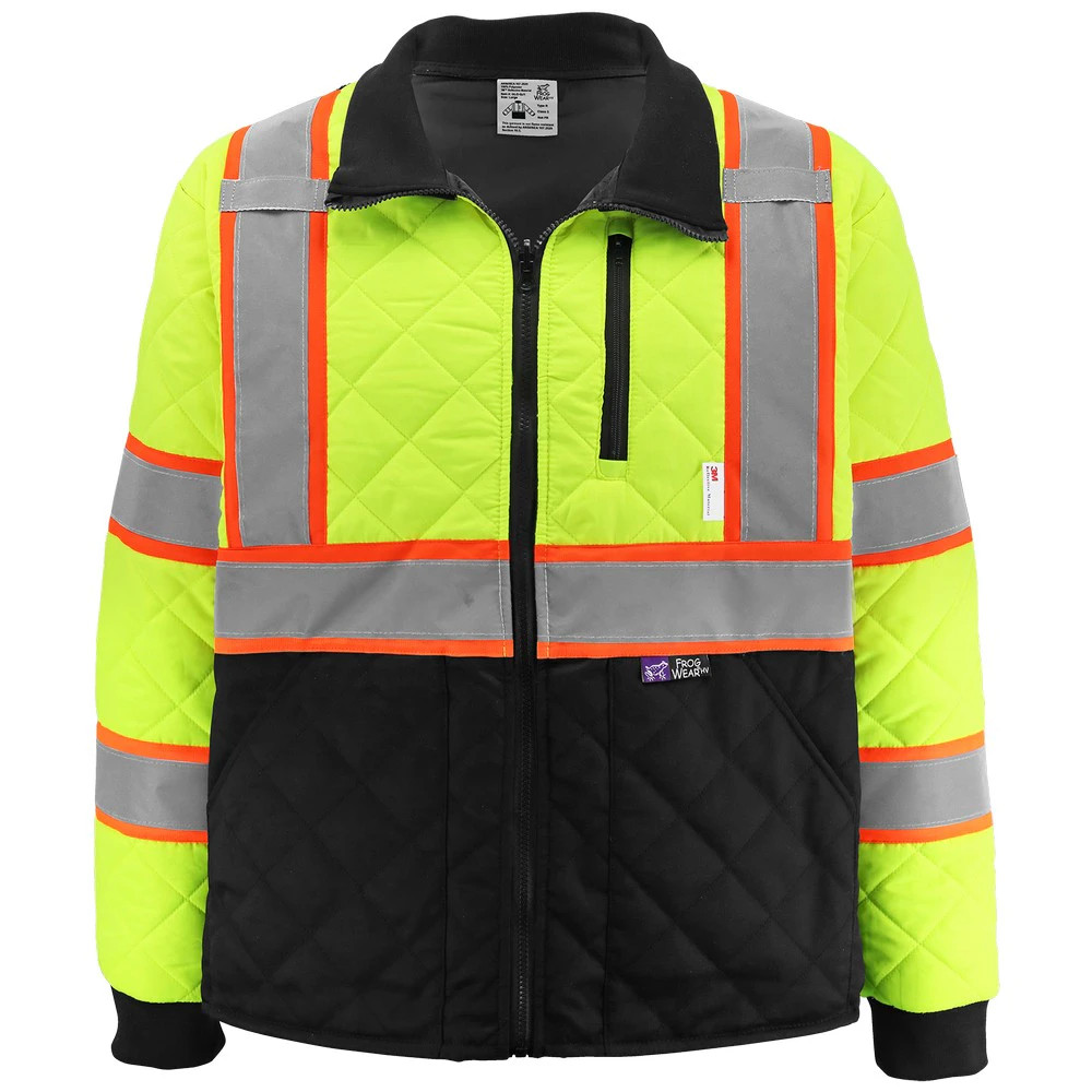 Global Glove GLO-QJ1 FrogWear HV High-Visibility Insulated Winter Jacket with Quilted Polyester Pongee Exterior