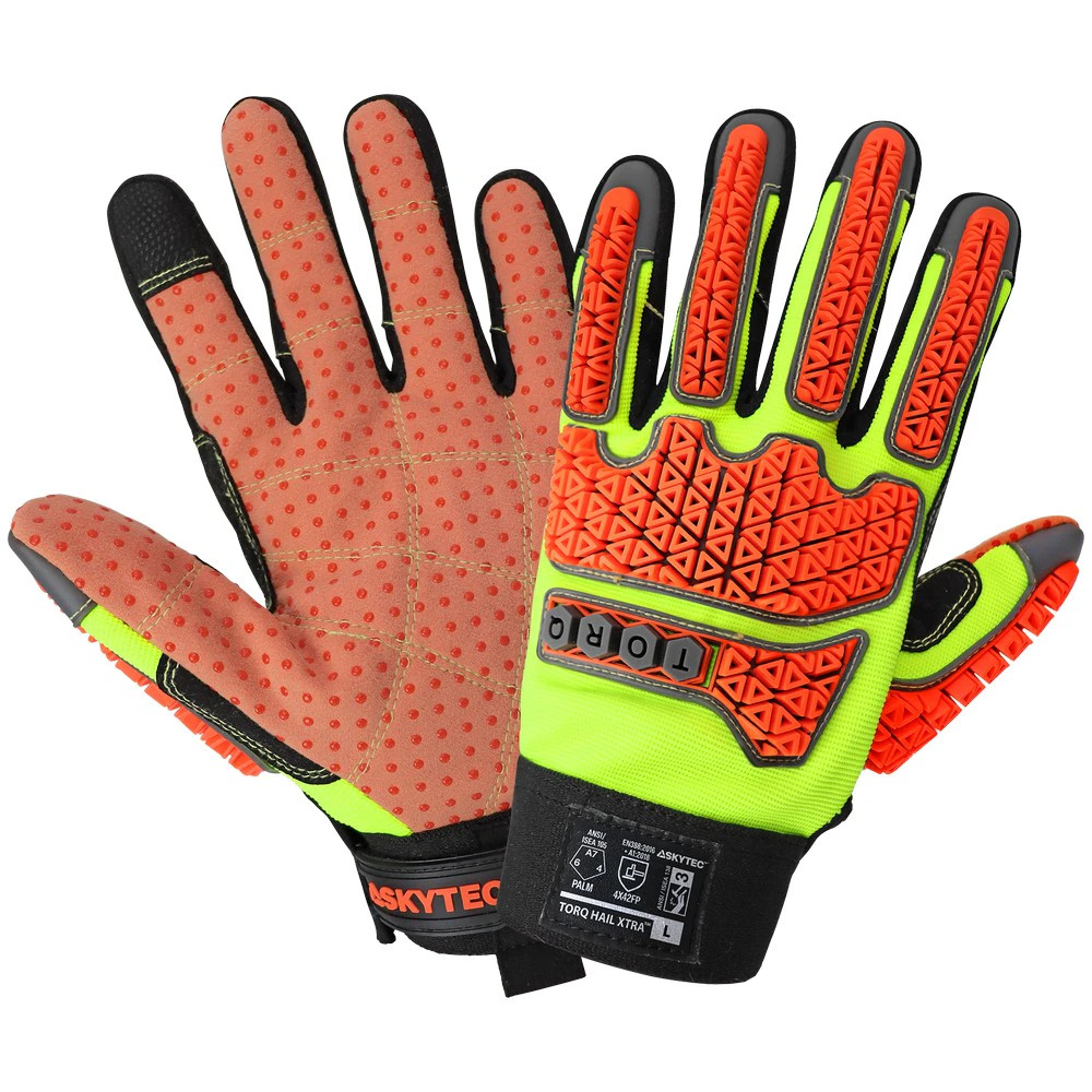 Global Glove SG9928 Torq Hail Xtra High-Visibility Multi-Hazard Gloves with a Tuffalene Lined Synthetic Leather Palm