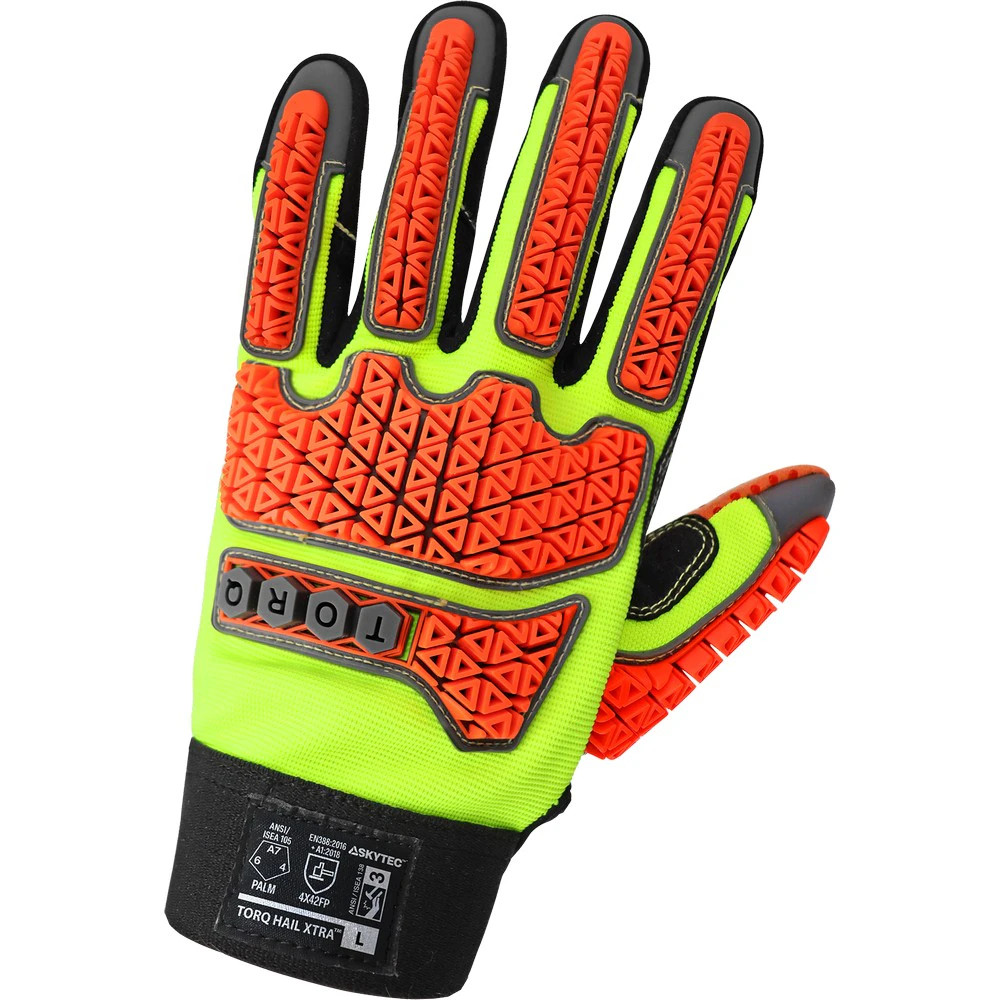 Global Glove SG9928 Torq Hail Xtra High-Visibility Multi-Hazard Gloves with a Tuffalene Lined Synthetic Leather Palm