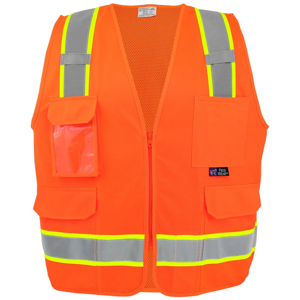 Global Glove GLO-0042 FrogWear HV Lightweight High-Visibility Orange Polyester Surveyors Safety Vest