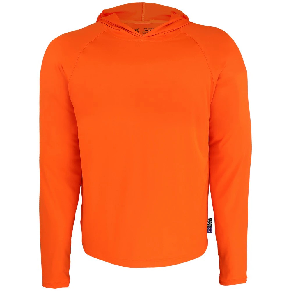 Global Glove GLO-201HLS FrogWear HV Premium High-Visibility Orange Hooded Long-Sleeve Self-Wicking Shirt