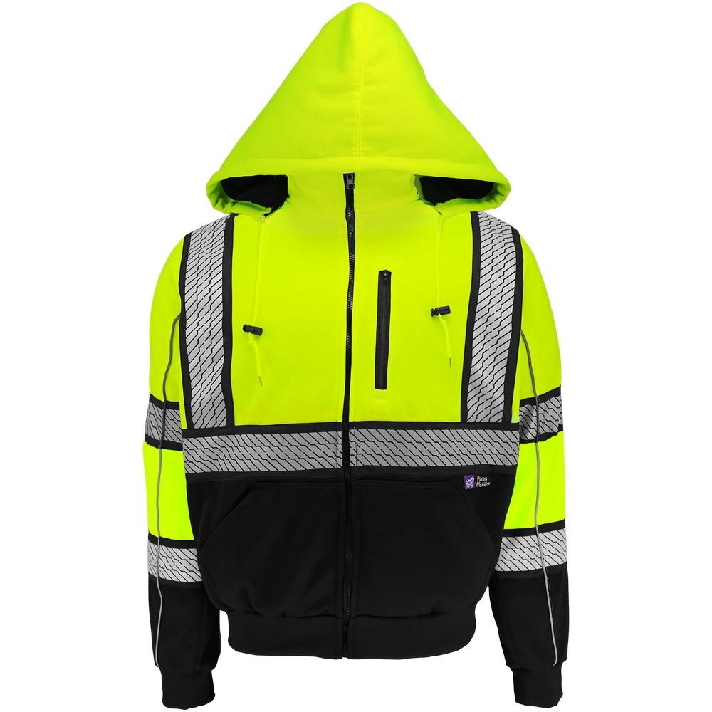 Global Glove GLO-HS3 FrogWear HV High-Visibility Heavy Duty Multi-Layer Hooded Safety Sweatshirt with Insulation