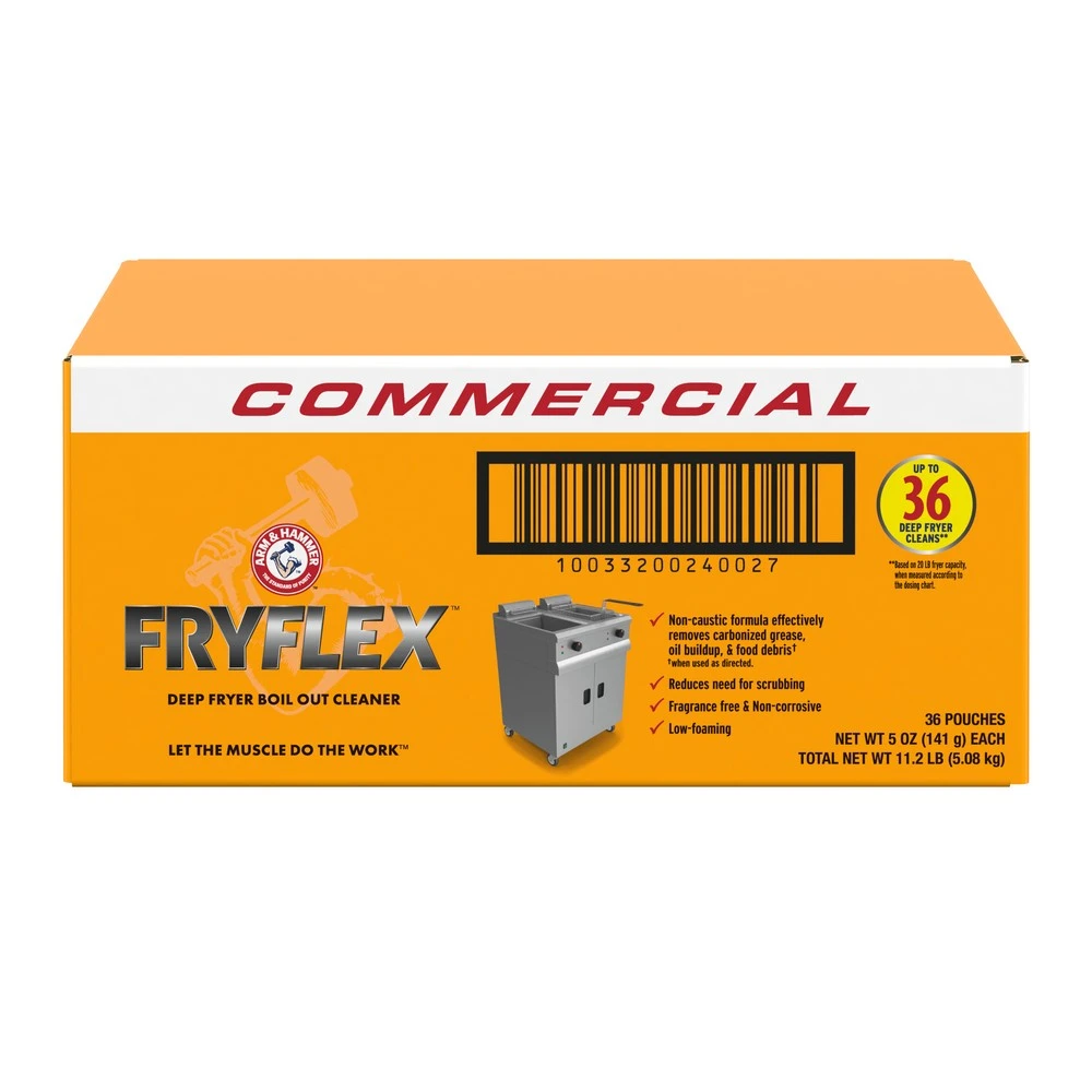 Arm & Hammer FryFlex Commercial Fryer Cleaner 33200-24002 White Granular Powder 5oz 36 / cs