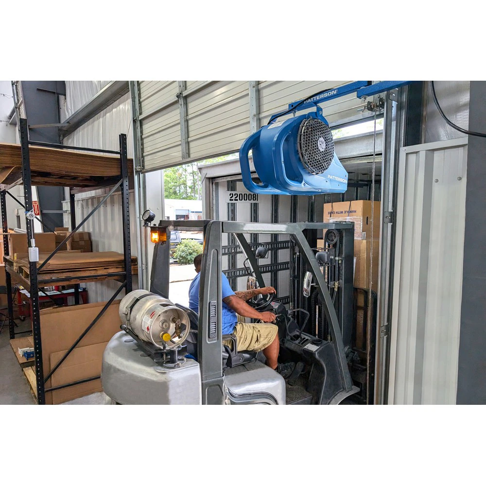 Patterson Fan FHVTCC-IDL-SWITCH-TC42 Loading Dock Fan, 208-230/460V w/Lights and Switch, Swing Arm, Blue