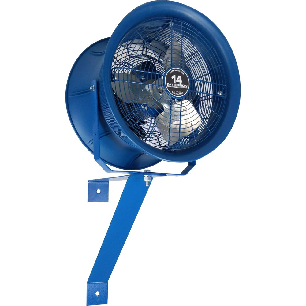 Patterson Fan CW14B High Velocity Fan, 14" 208-230V/460V, No Cord, Column Wall Mount, Blue Workstation Fan