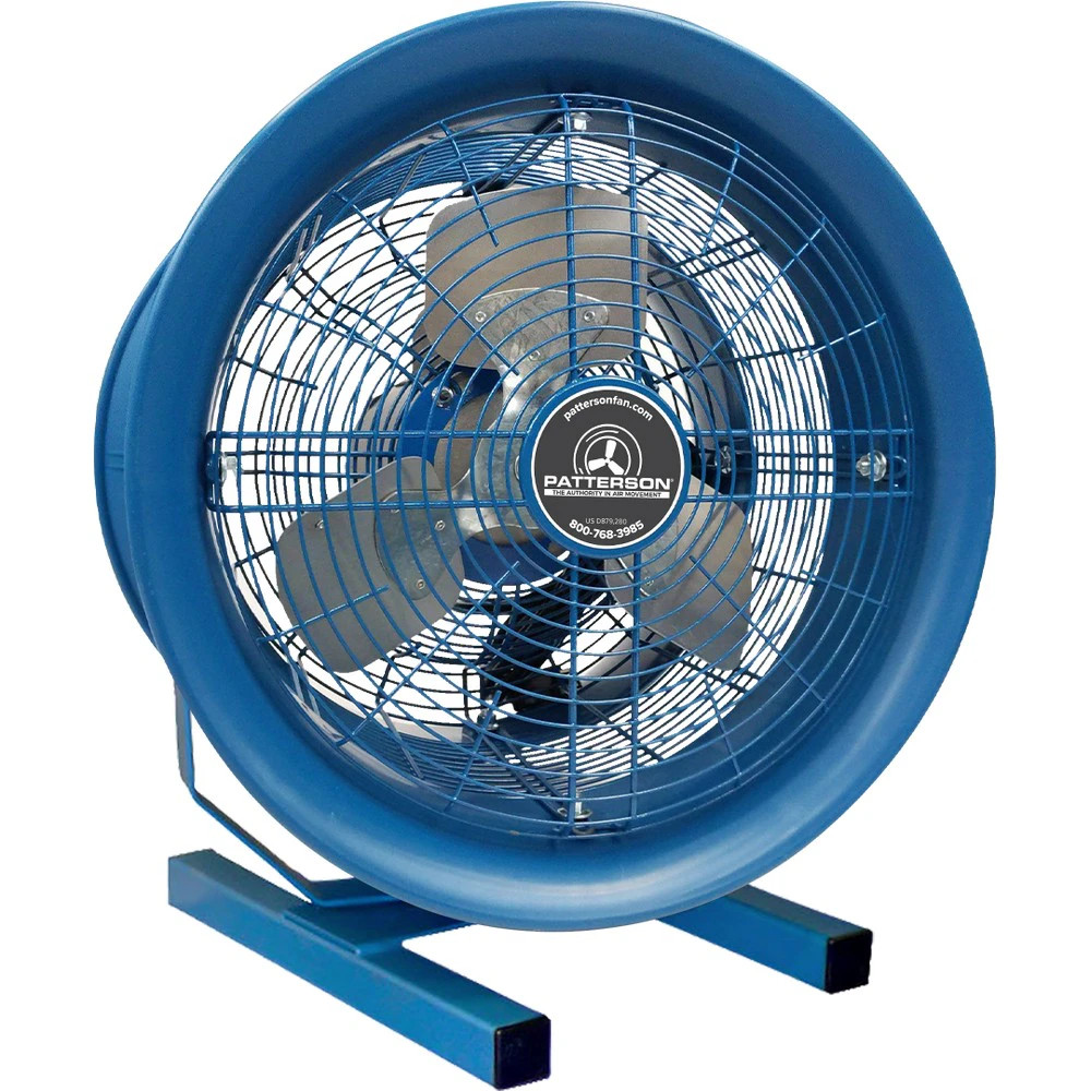 Patterson Fan PB30A High Velocity Fan, 30" 115V/208-230V, 12' Cord, Pedestal Base, Blue Workstation Fan