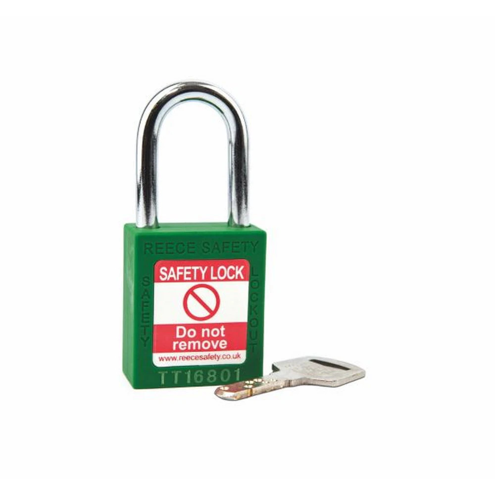 Reece Safety TT38GRNK GREEN Steel Shackle safety padlock keyed alike to KA30001