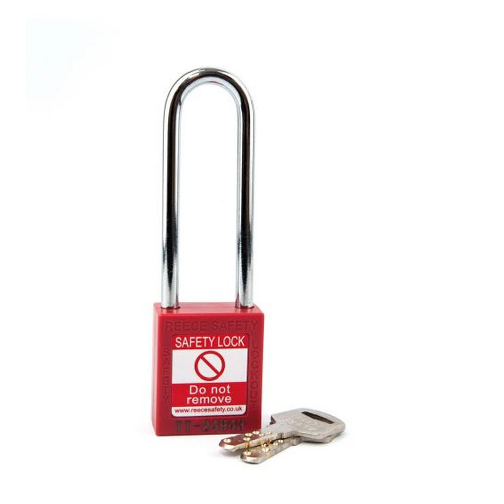 Reece Safety TT38REDLONG RED Steel Shackle safety padlock keyed differently long