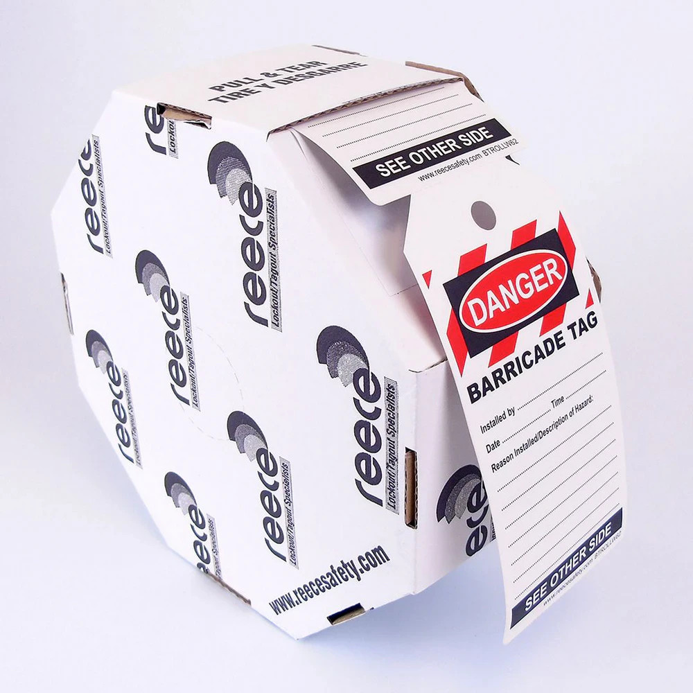 Reece Safety BTROLLW62-100 BARRICADE TAG WHITE-  ROLL OF 100