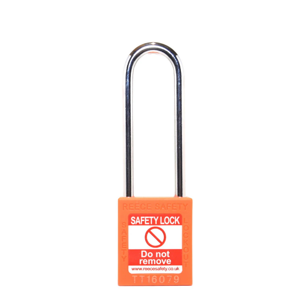 Reece Safety TT38ORJLONG ORANGE Steel Shackle safety padlock keyed differently long