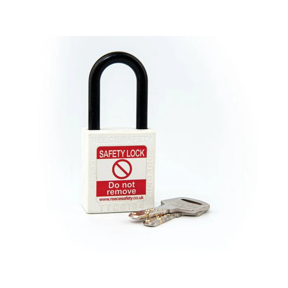 Reece Safety NC38WHTK WHITE Plastic Shackle safety padlock keyed alike to KA30009