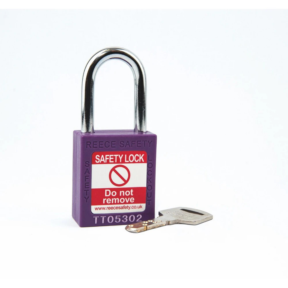 Reece Safety TT38PRPK PURPLE Steel Shackle safety padlock keyed alike to KA30002
