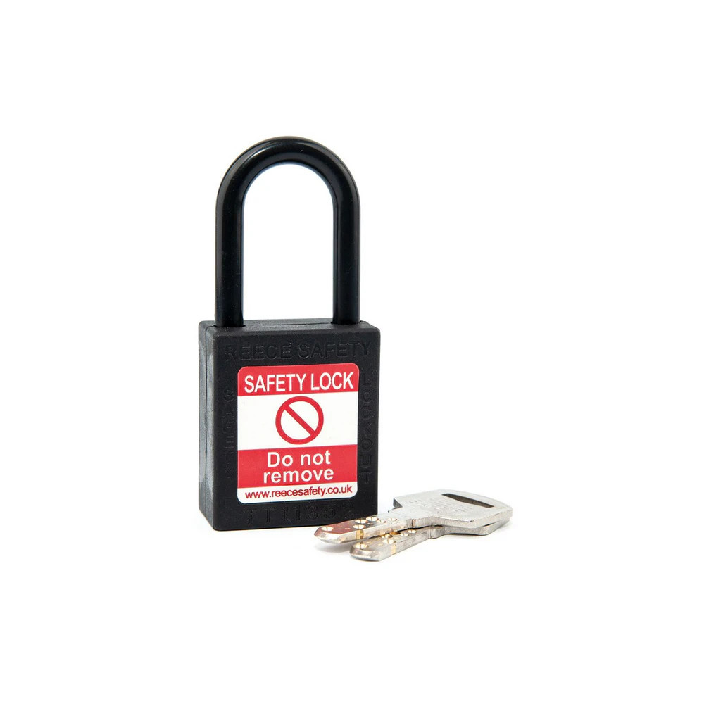 Reece Safety NC38BLK BLACK Plastic Shackle safety padlock keyed differently