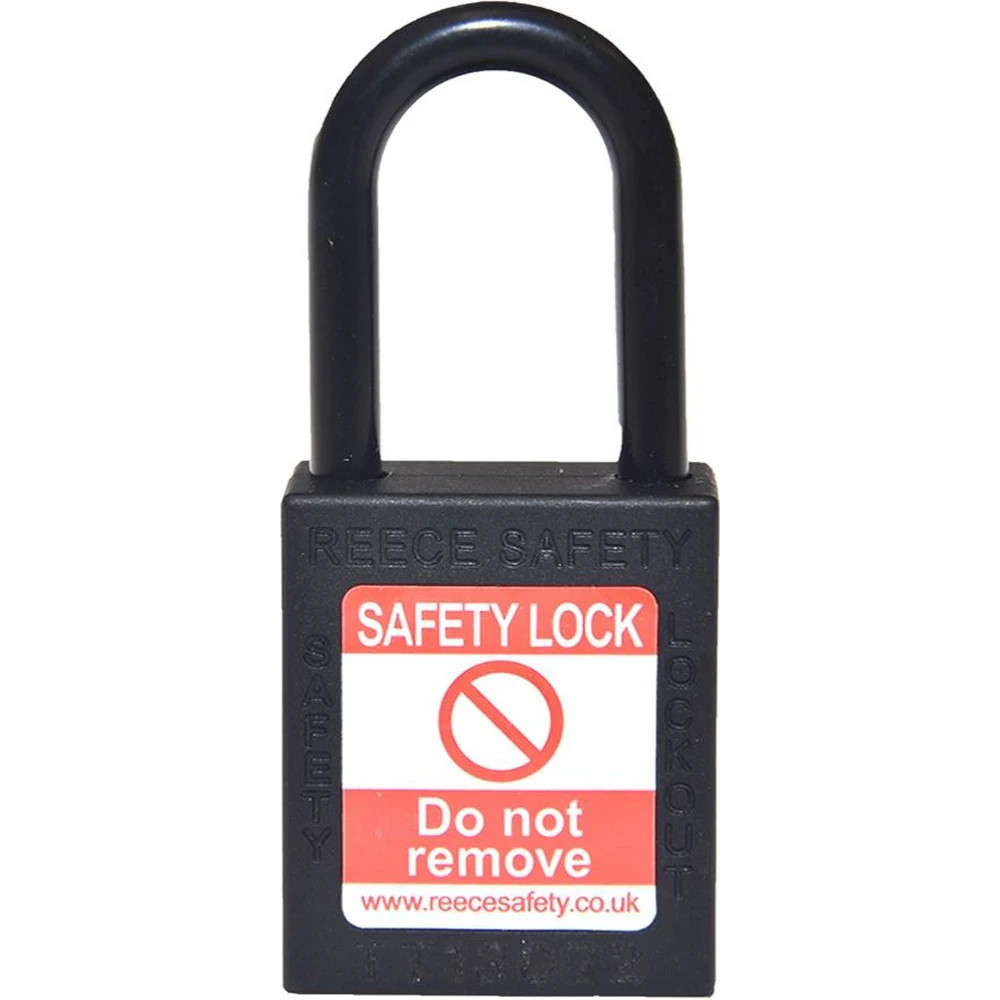 Reece Safety NC38BLK BLACK Plastic Shackle safety padlock keyed differently