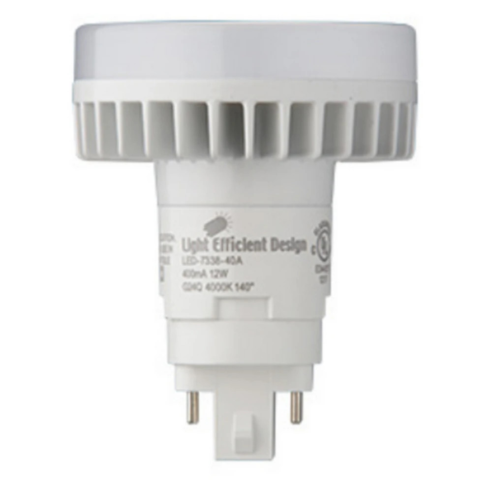 Light Efficient Design LED-7338-40A 4-Pin LED PL Retrofit Lamp - G/GX24q Base - 12W - 4000K - 1,100 Lumens - Vertical Orientation - Type A Ballast Dependent