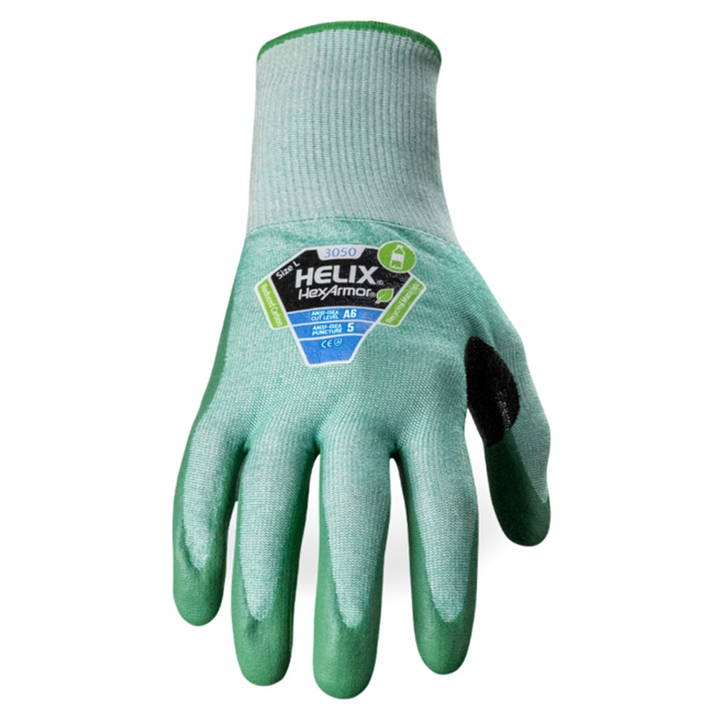 HexArmor 3050 Helix Eco-Friendly Knit, Cut Level A6, 18-Gauge