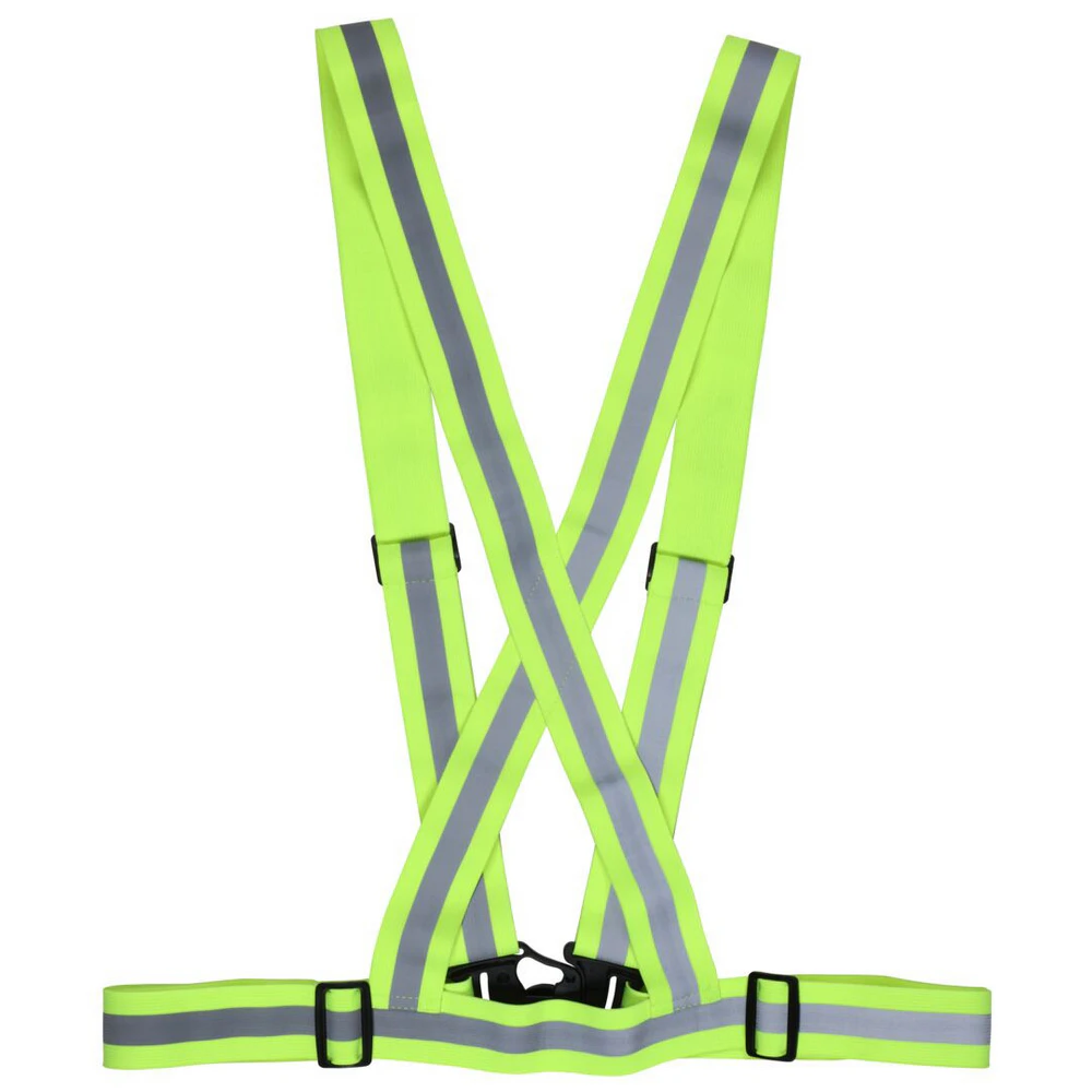 MCR HVS18 Reflective Sash with Full Elastic Stretch Bands, Hi-Vis Lime