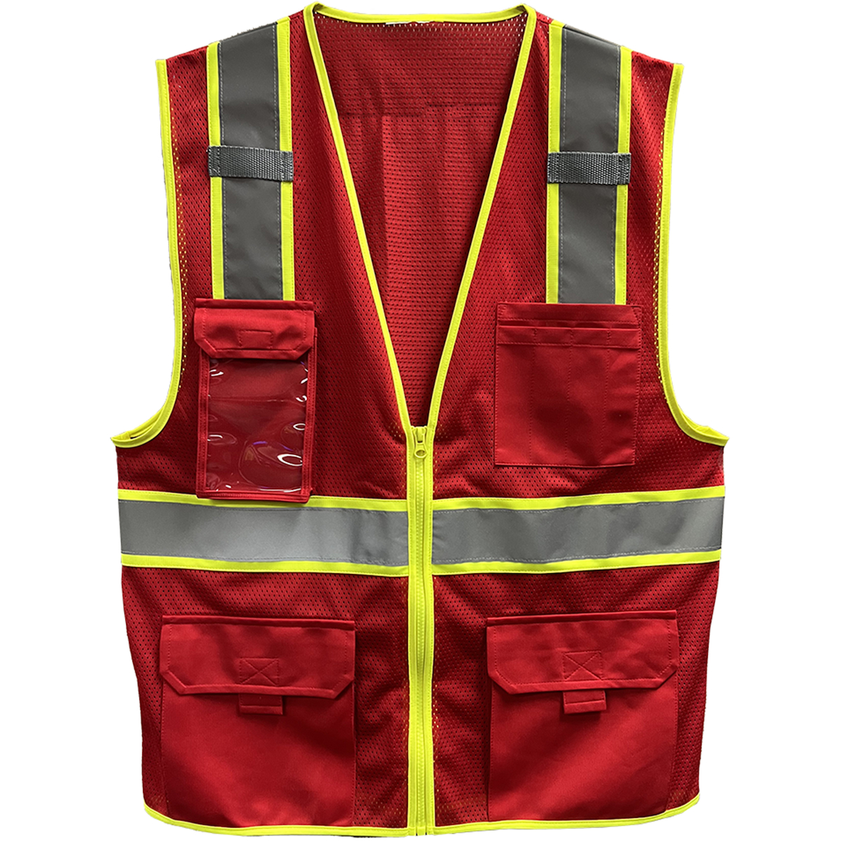 PIP 500GT Reflective Apparel Enhanced Visibility Five Pocket Mesh Vest, Red